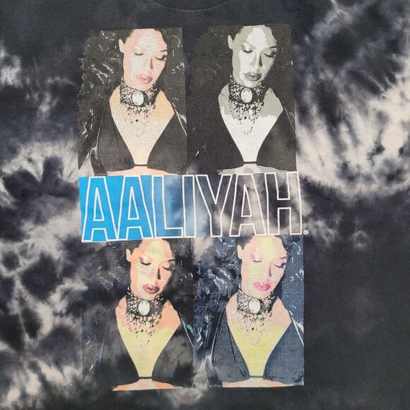 Aaliyah Crop-Top Tie-Dye Shirt Womens Large 21x19 Pop-Art - Picture 3 of 11